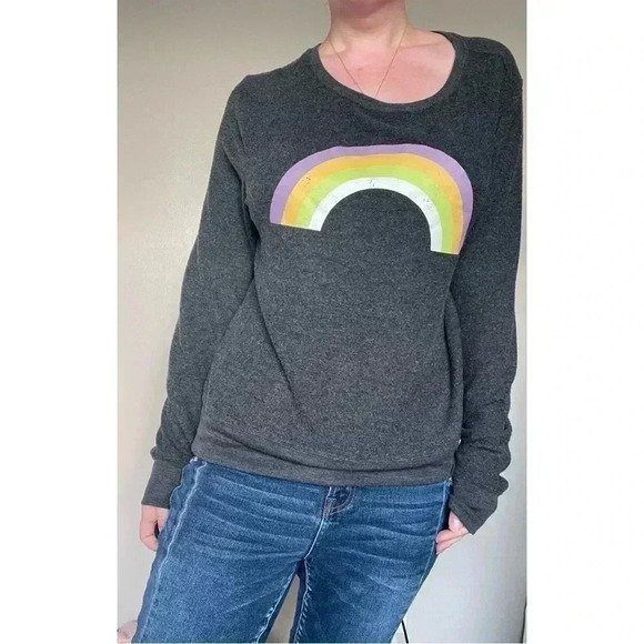 Wildfox Gray Rainbow Sweater - Picture 2 of 5